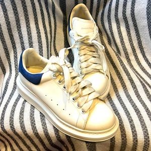 White /Blue 38 1/2 Alexander McQueen, over sized tennis shoe.